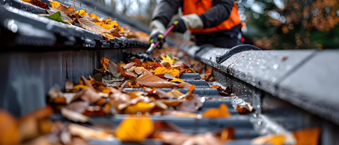 Professional gutter cleaning service removing debris
